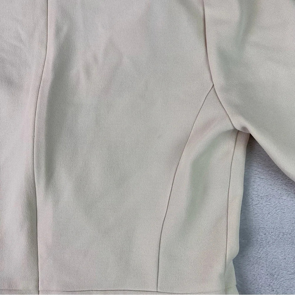 Rebecca Taylor Crepe Lace Inset Top Size 8 Beige Pleated 3/4 Sleeve V Neck - Picture 13 of 13